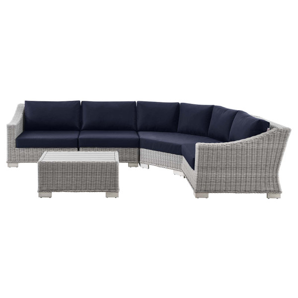 Modway Conway Outdoor Patio Wicker Rattan 5-Piece Sectional Sofa Furniture Set EEI-5093-NAV