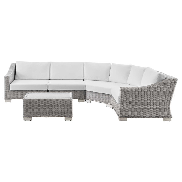 Modway Conway Outdoor Patio Wicker Rattan 5-Piece Sectional Sofa Furniture Set EEI-5093-WHI