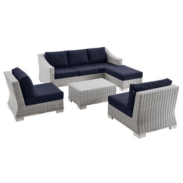 Modway Conway 5-Piece Outdoor Patio Wicker Rattan Furniture Set EEI-5097-NAV