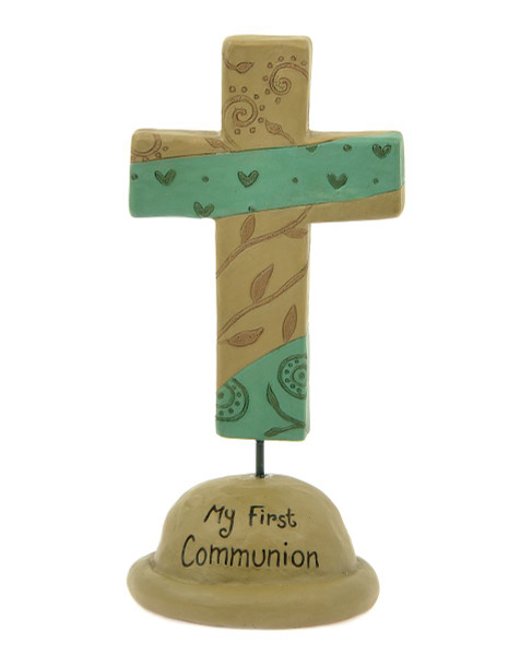 123-84471 Blossom Bucket My First Communion Green Cross - Pack of 6