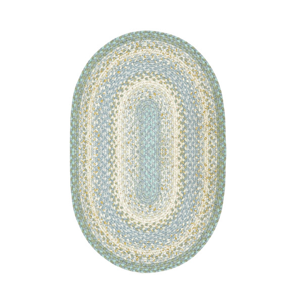 Homespice 6' x 9' Oval Baja Blue Cotton Braided Rug 405289