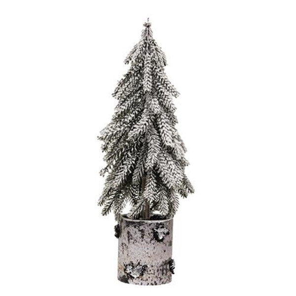 Flocked Weeping Pine Tree In Birch Pot 20" FT28007 By CWI Gifts