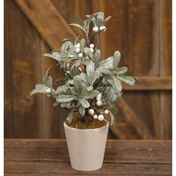 *Ice Kissed Potted Mistletoe Tree FXBR7282 By CWI Gifts