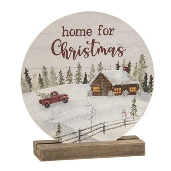 CWI Gifts G30188 Home For Christmas Round Sign On Base
