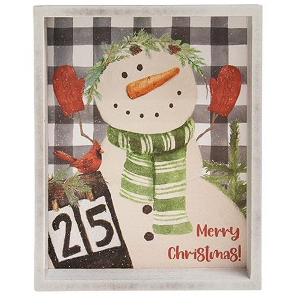 *Merry Christmas Snowman Inset Box Sign G35589 By CWI Gifts