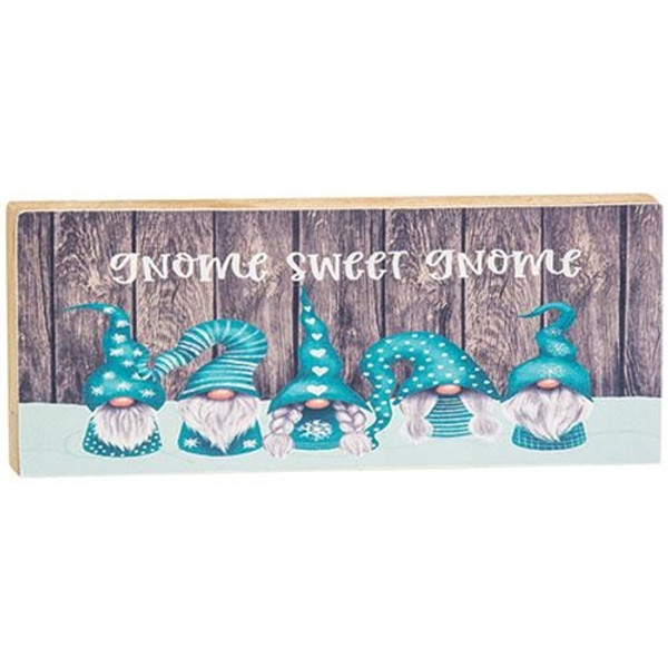 CWI Gifts G410C01 Teal Gnome Sweet Gnome Long Shelf Sitter Block
