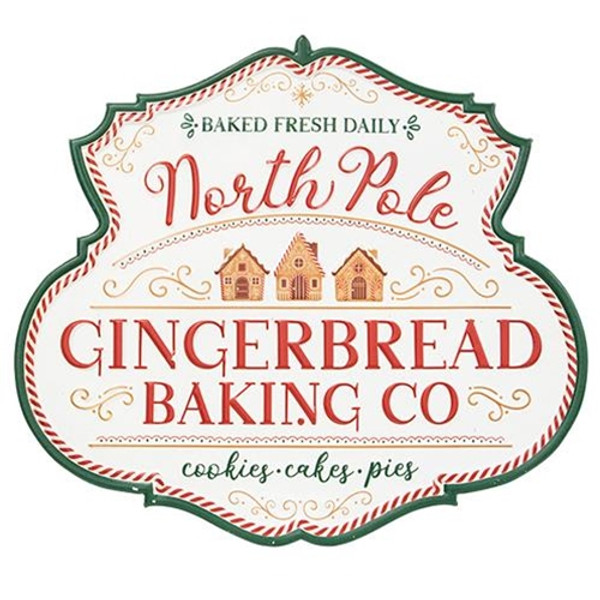 North Pole Gingerbread Baking Co. Metal Sign G60369 By CWI Gifts