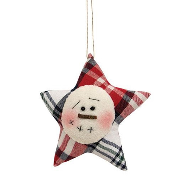 *Crimson Plaid Snowman Star Ornament GDXQ13518 By CWI Gifts