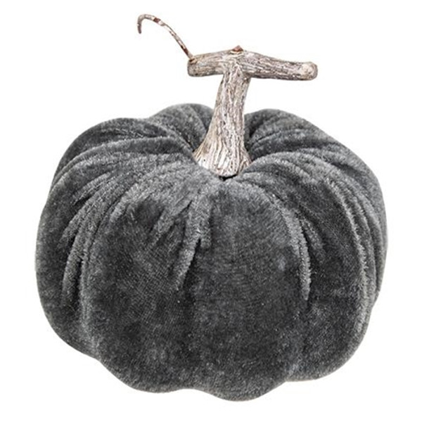 Gray Velvet Pumpkin 4" GISB28146 By CWI Gifts