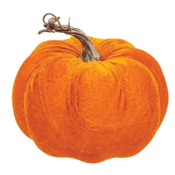 *Orange Velvet Pumpkin 6.5" GISB79855 By CWI Gifts