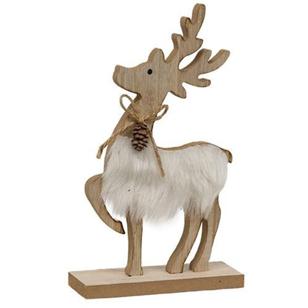 CWI Gifts GM11268 Fuzzy Nordic Reindeer On Base