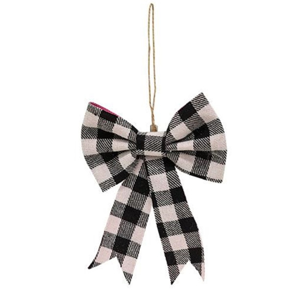 Black & White Buffalo Check Bow Clip Ornament GM11374 By CWI Gifts