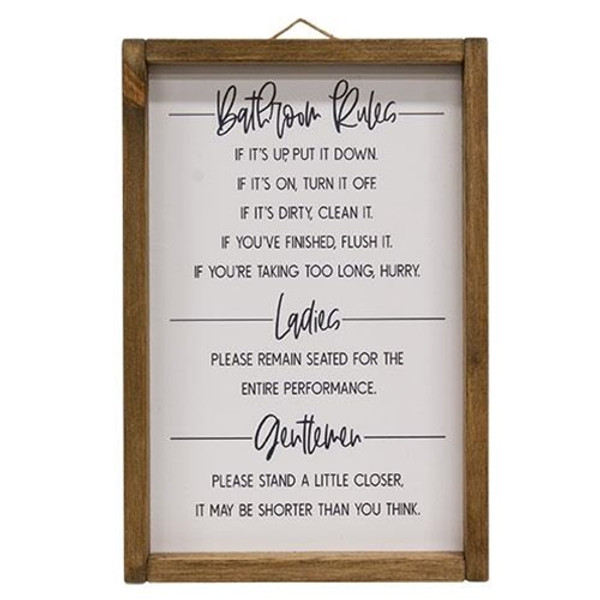 Bathroom Rules Framed Sign GPRT15 By CWI Gifts