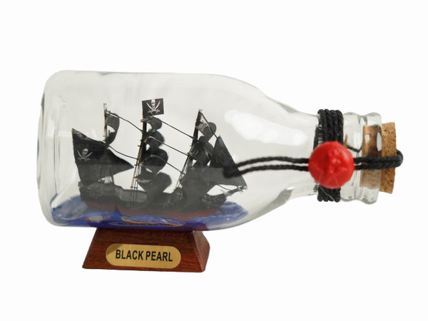 Wholesale Model Ships Black Pearl Pirate Ship In A Glass Bottle 5" Black-Pearl-Bottle-5