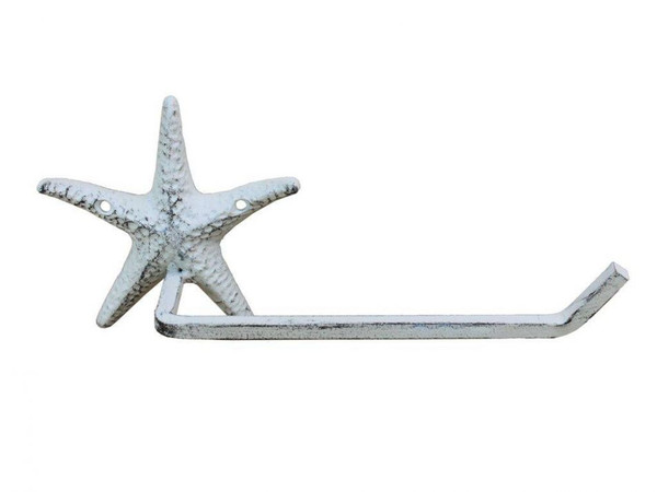 Wholesale Model Ships Whitewashed Cast Iron Starfish Hand Towel Holder 10" K-9209-w-k