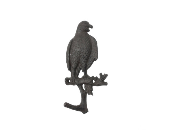 Wholesale Model Ships Cast Iron Eagle Sitting On A Tree Branch Decorative Metal Wall Hook 6.5" K-9934-cast-iron