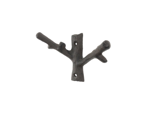 Wholesale Model Ships Cast Iron Forked Tree Branch Decorative Metal Double Wall Hooks 5" K-9128-cast-iron