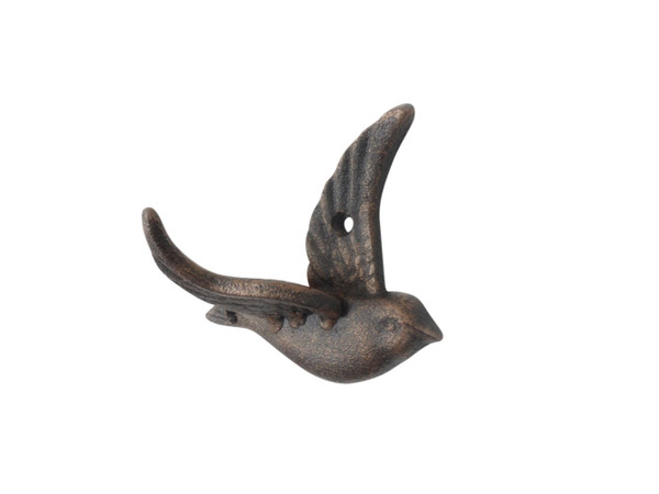Wholesale Model Ships Rustic Copper Cast Iron Flying Bird Decorative Metal Wing Wall Hook 5.5" K-9185-rc