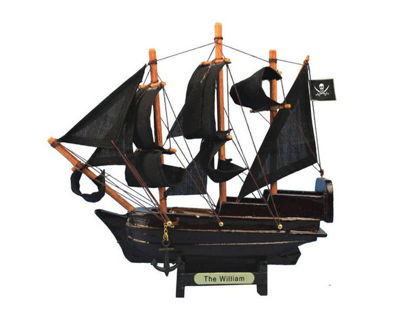 Wholesale Model Ships Wooden Calico Jacks The William Model Pirate Ship Christmas Ornament 7" william-7b-xmas