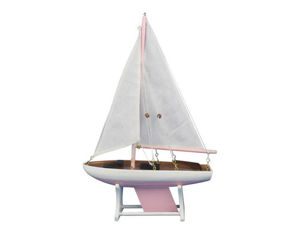 Wholesale Model Ships Wooden Decorative Sailboat Model 12" - Pink Model Boat Sailboat-Pink-12