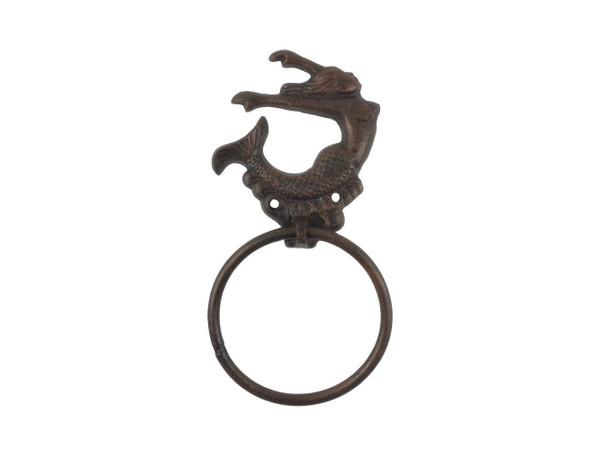 Wholesale Model Ships Rustic Copper Cast Iron Decorative Arching Mermaid Towel Holder 9" K-9046-MER-rc