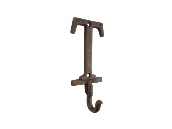 Wholesale Model Ships Rustic Copper Cast Iron Letter T Alphabet Wall Hook 6" K-9056-T-rc