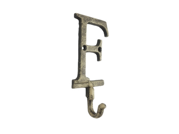 Wholesale Model Ships Rustic Gold Cast Iron Letter F Alphabet Wall Hook 6" K-9056-F-gold