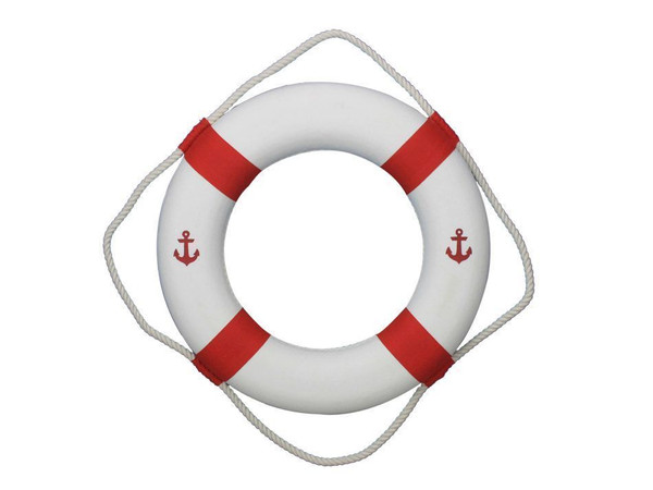 Wholesale Model Ships Classic White Decorative Anchor Lifering With Red Bands 20" New-Red-Lifering-20-Anchor