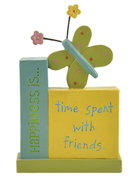 1366-88071 Happiness Is Friend Block With Butterfly - Pack of 7