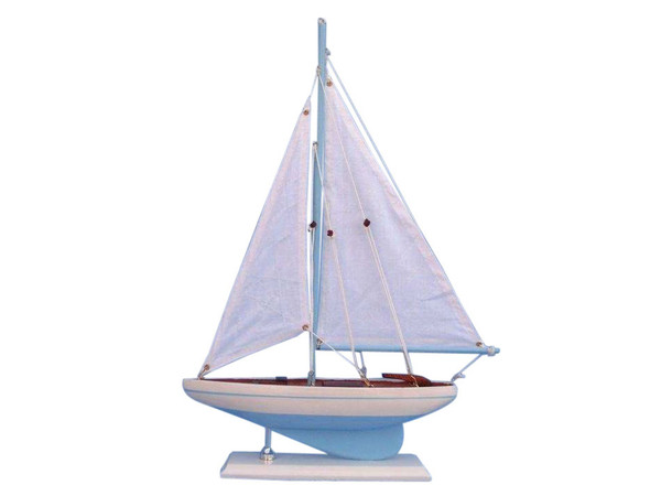 Wholesale Model Ships Wooden Light Blue Pacific Sailer Model Sailboat Decoration 17" PS-Light Blue17