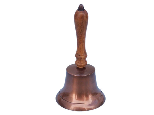 Wholesale Model Ships Antique Copper Hand Bell With Wood Handle 8" BL-2015-AC