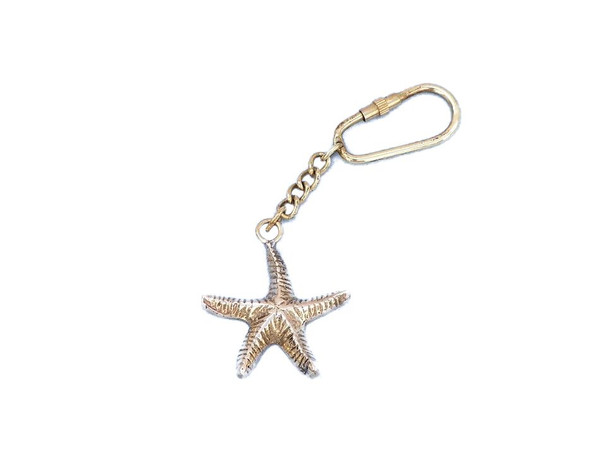 Wholesale Model Ships Solid Brass Starfish Key Chain 5" K-starfish