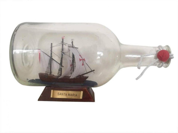 Wholesale Model Ships Santa Maria Model Ship In A Glass Bottle 9" Santa Maria Bottle