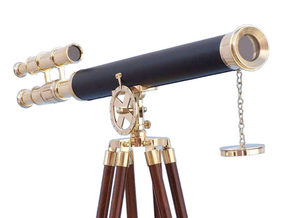 Wholesale Model Ships Floor Standing Solid Brass - Leather Griffith Astro Telescope 64" ST-0124 - Leather