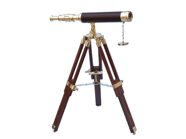 Wholesale Model Ships Floor Standing Brass/Leather Harbor Master Telescope 30" - Leather ST-0136 - leather