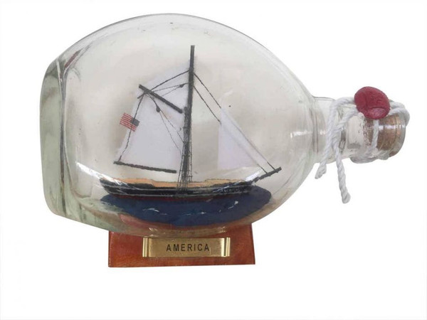 Wholesale Model Ships America Sailboat In A Glass Bottle 7" America-Bottle