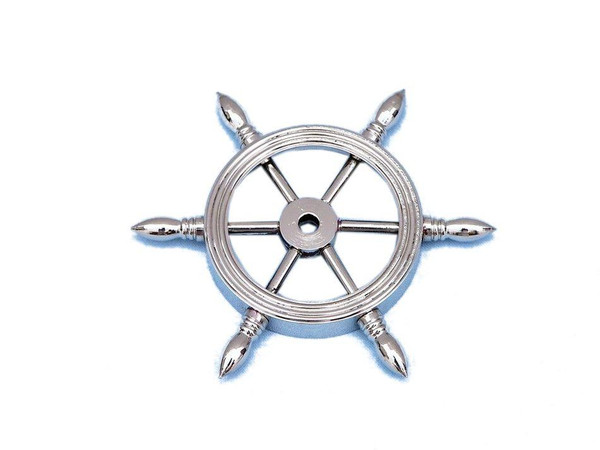 Wholesale Model Ships Chrome Ship Wheel Paperweight 4" SW-1755