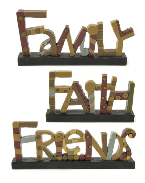 1411-89313 Set of 3 Family / Faith / Friends On Base - Pack of 2