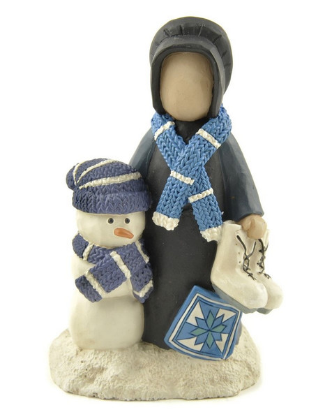 1411-89453 Amish Woman With Snowman / Skates - Pack of 5
