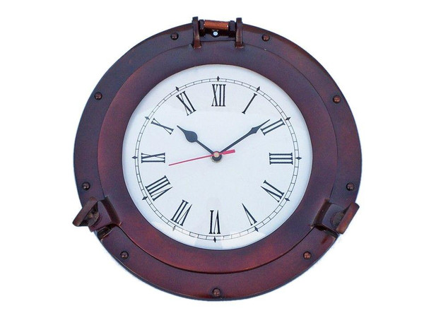 Wholesale Model Ships Antique Copper Deluxe Class Porthole Clock 12" WC-1445-12-AC