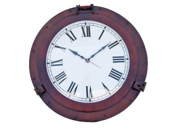 Wholesale Model Ships Antique Copper Deluxe Class Porthole Clock 20" WC-1447-20-AC