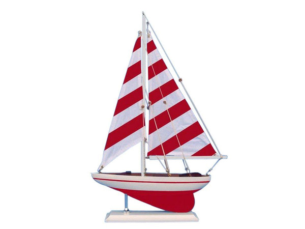 Wholesale Model Ships Wooden Red Striped Pacific Sailer Model Sailboat Decoration 25" ps-red stripe 25