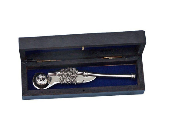 Wholesale Model Ships Chrome Boatswain (Bosun) Whistle 5" With Black Rosewood Box K-236-CH