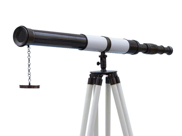 Wholesale Model Ships Admirals Floor Standing Oil Rubbed Bronze With White Leather Telescope 60" ST-0152-Black-W