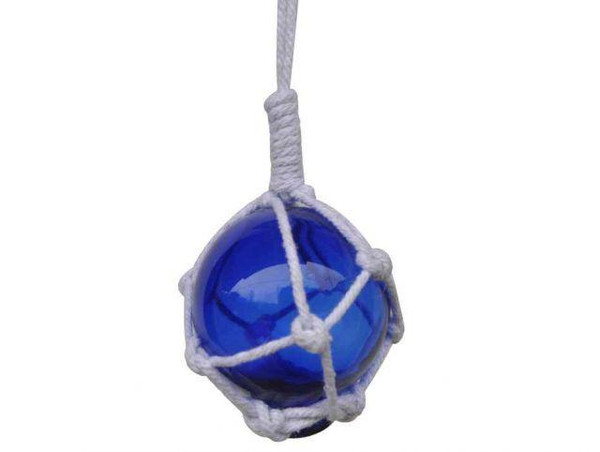 Wholesale Model Ships Blue Japanese Glass Ball Fishing Float With White Netting Decoration 2" 2 Blue Glass - NEW