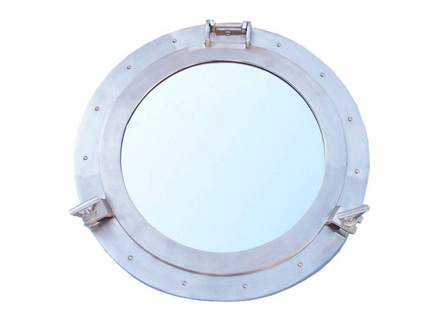 Wholesale Model Ships Brushed Nickel Deluxe Class Decorative Ship Porthole Mirror 24" MC-1967-24-BN-M