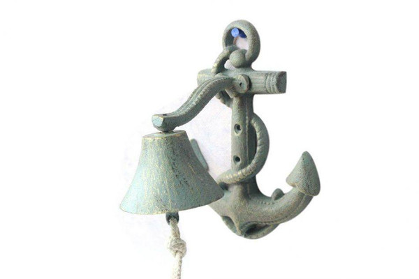 Wholesale Model Ships Antique Bronze Cast Iron Wall Mounted Anchor Bell 8" K-4004-bronze