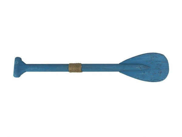 Wholesale Model Ships Wooden Rustic Light Blue Decorative Rowing Boat Paddle With Hooks 24" Paddle 24-108