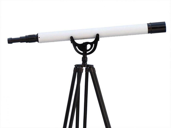 Wholesale Model Ships Floor Standing Oil-Rubbed Bronzed-White Leather With Black Stand Anchormaster Telescope 65" ST-0148-BWLB