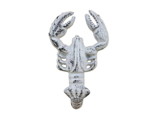 Wholesale Model Ships Rustic Whitewashed Cast Iron Decorative Wall Mounted Lobster Hook 5" K-0824-W